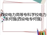 西安电力高等专科学校电力系何强(西安电专何强)