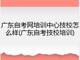 广东自考网培训中心技校怎么样(广东自考技校培训)