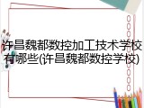 许昌魏都数控加工技术学校有哪些(许昌魏都数控学校)