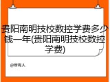 贵阳南明技校数控学费多少钱一年(贵阳南明技校数控学费)
