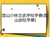 嵩山少林文武学校学费(嵩山武校学费)