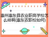 惠州惠东县农业职高学校怎么样啊(惠东农职校如何)