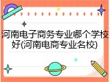 河南电子商务专业哪个学校好(河南电商专业名校)