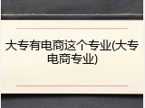 大专有电商这个专业(大专电商专业)