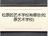 松原的艺术学校有哪些(松原艺术学校)
