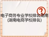 电子商务专业学校排名湖南(湖南电商学校排名)