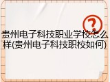 贵州电子科技职业学校怎么样(贵州电子科技职校如何)