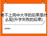 考不上高中大学的后果是什么呢(升学失败的后果)