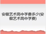 安徽艺术高中学费多少(安徽艺术高中学费)