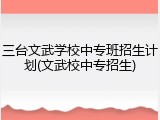 三台文武学校中专班招生计划(文武校中专招生)