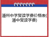 潘州中学复读学费价格表(潘中复读学费)