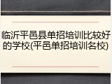 临沂平邑县单招培训比较好的学校(平邑单招培训名校)