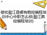 德宏盈江县哪有数控编程培训中心中职怎么样(盈江数控编程培训)