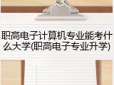 职高电子计算机专业能考什么大学(职高电子专业升学)
