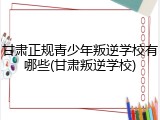 甘肃正规青少年叛逆学校有哪些(甘肃叛逆学校)