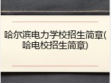 哈尔滨电力学校招生简章(哈电校招生简章)