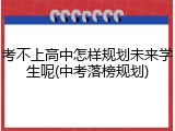 考不上高中怎样规划未来学生呢(中考落榜规划)