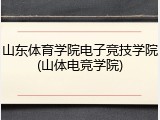 山东体育学院电子竞技学院(山体电竞学院)
