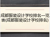 成都服装设计学校排名一览表(成都服装设计学校排名)