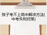 孩子考不上高中解决方法(中考失利对策)