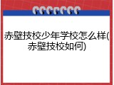 赤壁技校少年学校怎么样(赤壁技校如何)