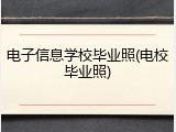 电子信息学校毕业照(电校毕业照)