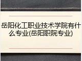 岳阳化工职业技术学院有什么专业(岳阳职院专业)