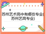 苏州艺术高中有哪些专业(苏州艺高专业)