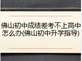 佛山初中成绩差考不上高中怎么办(佛山初中升学指导)