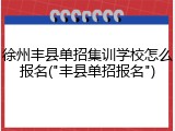 徐州丰县单招集训学校怎么报名("丰县单招报名")