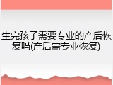生完孩子需要专业的产后恢复吗(产后需专业恢复)
