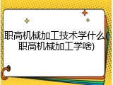 职高机械加工技术学什么(职高机械加工学啥)