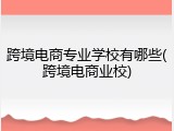 跨境电商专业学校有哪些(跨境电商业校)