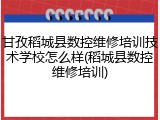 甘孜稻城县数控维修培训技术学校怎么样(稻城县数控维修培训)
