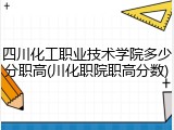 四川化工职业技术学院多少分职高(川化职院职高分数)