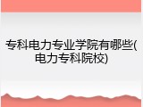 专科电力专业学院有哪些(电力专科院校)