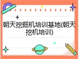 朝天挖掘机培训基地(朝天挖机培训)