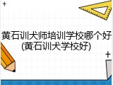 黄石训犬师培训学校哪个好(黄石训犬学校好)