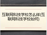 互联网科技学校怎么样(互联网科技学校如何)