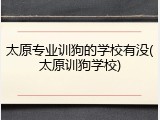 太原专业训狗的学校有没(太原训狗学校)