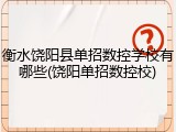 衡水饶阳县单招数控学校有哪些(饶阳单招数控校)