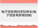 电子信息调剂学校排名(电子信息考研调剂榜)