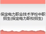 保定电力职业技术学校中职招生(保定电力职校招生)