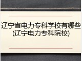 辽宁省电力专科学校有哪些(辽宁电力专科院校)