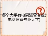 哪个大学有电商运营专业(电商运营专业大学)