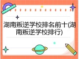 湖南叛逆学校排名前十(湖南叛逆学校排行)