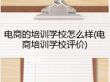 电商的培训学校怎么样(电商培训学校评价)