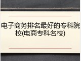 电子商务排名最好的专科院校(电商专科名校)