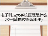 电子科技大学校医院是什么水平(成电校医院水平)