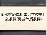 衡水桃城单招集训学校要什么条件(桃城单招条件)